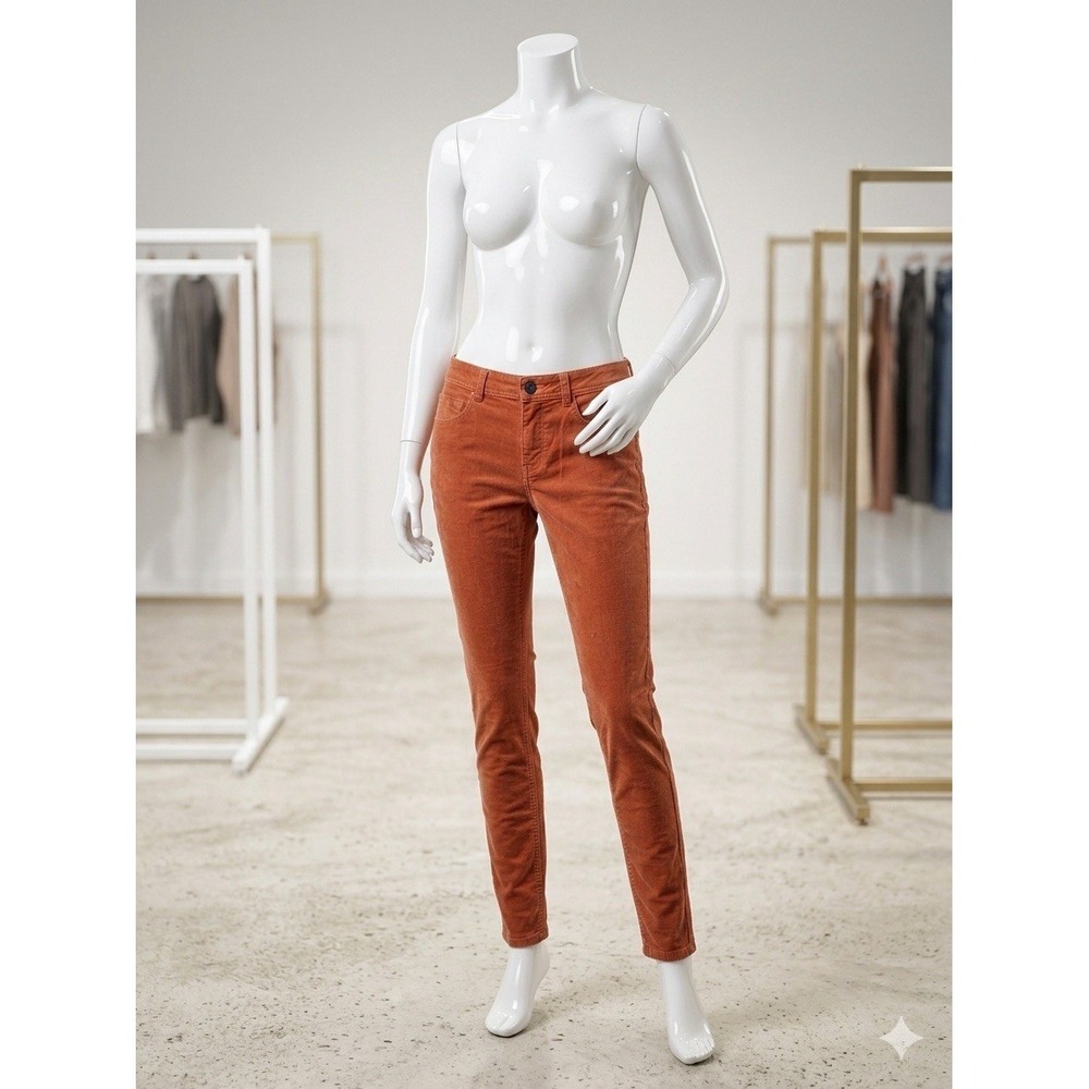 Pilcro Anthropologie Serif Corduroy Pull On Skinny Pants Womens 28 Rust Orange